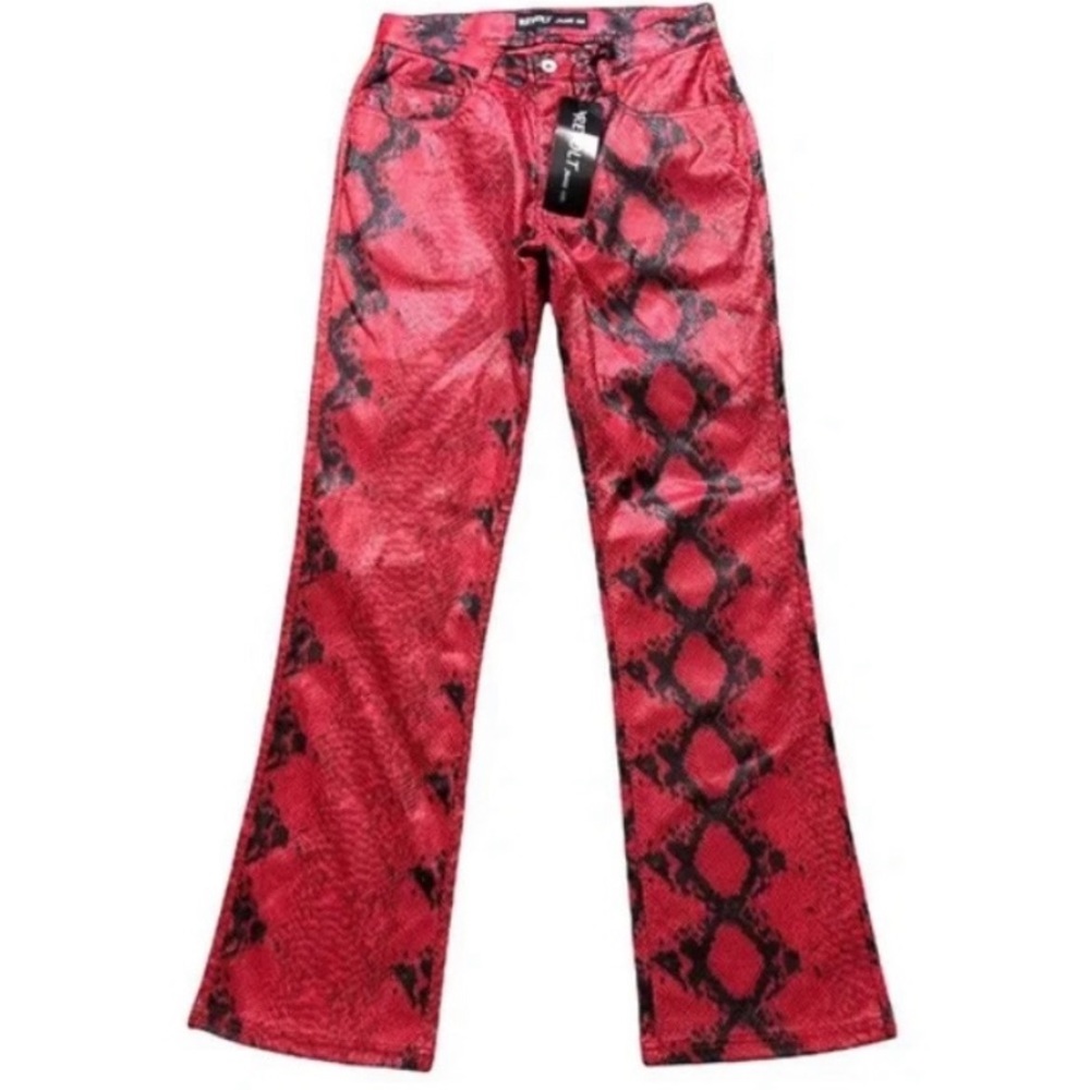 Red and Black Snakskin Faux Leather Pants Size Small Worn Once